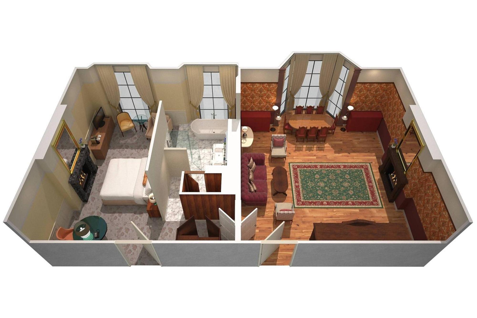St. Pancras Renaissance Hotel לונדון מראה חיצוני תמונה 3D floor plan of a suite